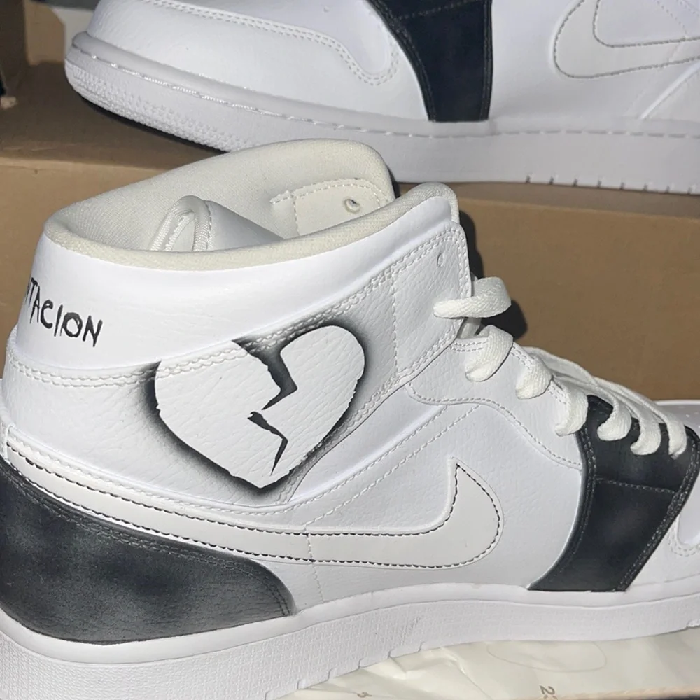 Black and White, Custom made Jordan Air Force 1’s (Mid) size 13’s. - Picture 4 of 5